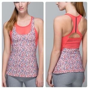 Lululemon Mesh With Me Tank Prism Petal Atomic Red SZ 4